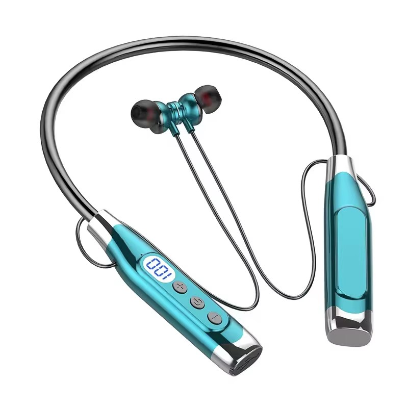 Magnetic Neckband Sports Earphones - Słuchawki sportowe na szyję z wyświetlaczem