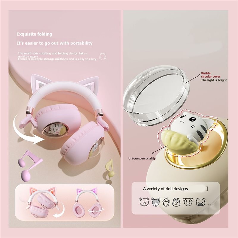 Składane bezprzewodowe słuchaw – Cat Ear Bluetooth Headset Led recenzja i cena